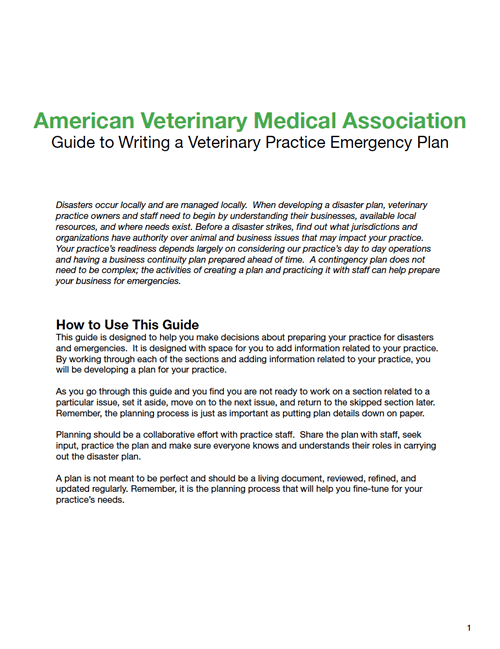 American Veterinary Medical Association Guide to Emergency Plan